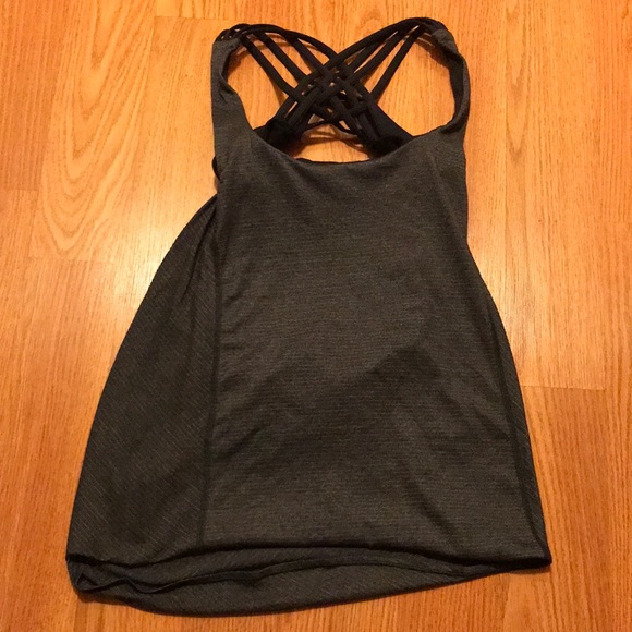 lululemon athletica Tops - Lululemon Gray Stripe Tank w/ Built-in Sports Bra Size 4 in EUC!